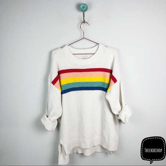 ae striped crew neck oversized sweater